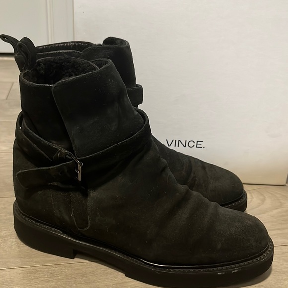 VINCE. Claudia Suede and Shearling Boot - Picture 5 of 14